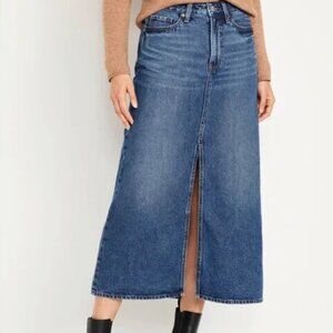 Old Navy High Waisted Midi Jean Skirt